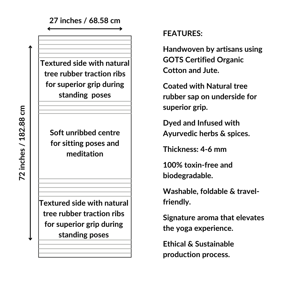 Organic Yoga Mat--Eka Draksha [Sappan Wood + Red Sandalwood + Dinesavalyad Thailam]